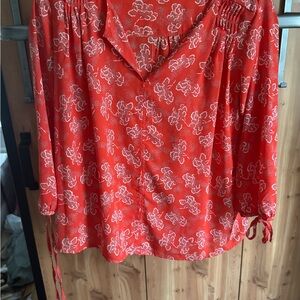 Collective Concepts coral Smocked Sailor Collar Blouse